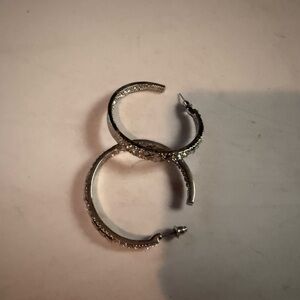 Sparkly crystal silver hoop earrings